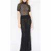 Women's Sheer Jacquard Trumpet Dress - Hollow Out Short Sleeve Suspender Mermaid Gown