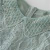 Women Vintage Lantern Sleeve Lace Maxi Dresses Sequin Mesh Ruffle Patchwork Party Dress