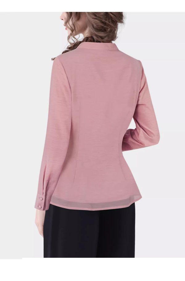 Ladies' Summer Long-Sleeved Chiffon Shirt for Work Travel and Office Breathable Soft Top Blouse for Women