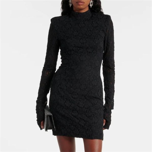Women's Backless Party Dress - Crisscross Lace-Up Long Sleeve Bodycon Midi Dress