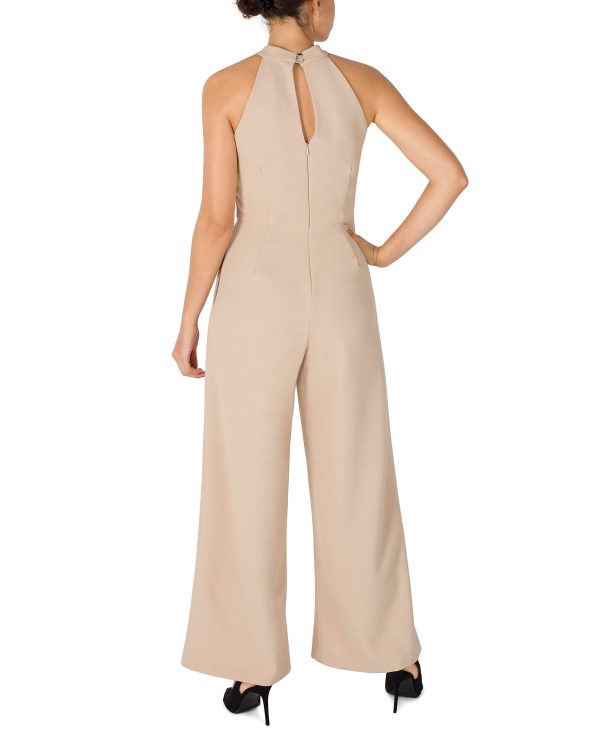 Women's Sleeveless Knot Neck Wide Leg Jumpsuit, Elegant and Dress