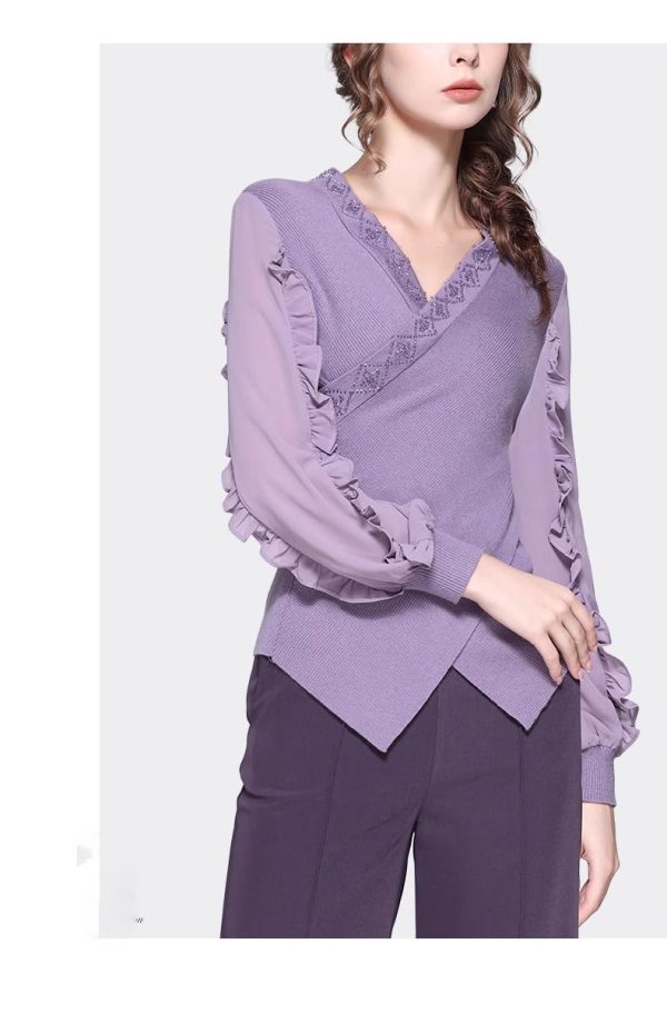 Ladies' Summer Long-Sleeved Chiffon Shirt for Work Shopping Picnics Button Style Blouse for Women