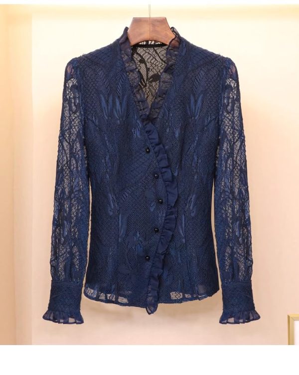 Ladies' Summer Long-Sleeved Chiffon Top for Holiday Parties Ceremonies Blouse for Women