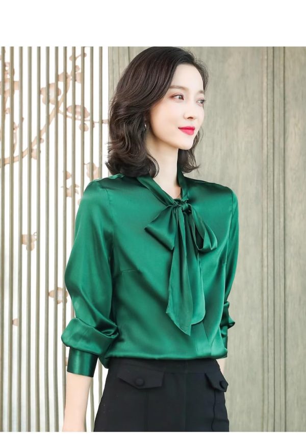 Ladies' Summer Chiffon Top Long-Sleeved for Office Wear Breathable Blouse for Women