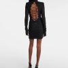 Women's Backless Party Dress - Crisscross Lace-Up Long Sleeve Bodycon Midi Dress