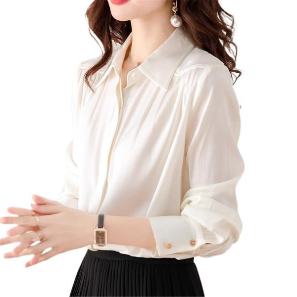 Ladies' Summer Chiffon Top Long-Sleeved for Office Vacation Daily Soft Blouse for Women