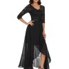 Women's V-Neck Dress for Women Wedding Guest Hi-Lo Floral Lace Prom Cocktail Party Formal Bridesmaid Dress