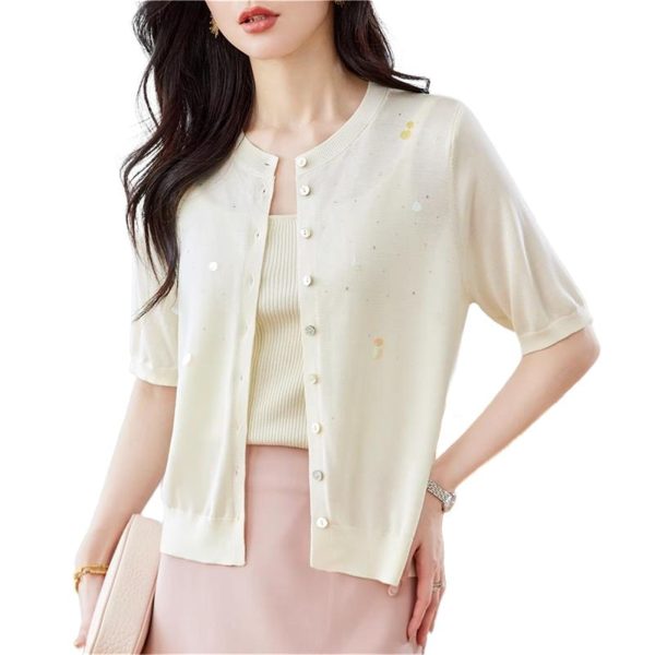 Women's Knitwear Cardigan Summer Thin Shawl Short Sleeve Casual Top