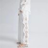 Women's Lace Shirt Set - Hollow Out Top & Elastic Waist Pants 2-Piece