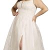 Square Neck Tulle and Lace Ball Gown Wedding Dress