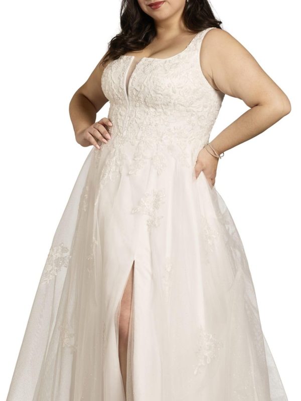 61Vxb-7oafL.jpg Square Neck Tulle and Lace Ball Gown Wedding Dress