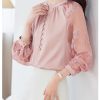 Ladies' Summer Casual Chiffon Top Long-Sleeved Office Travel Lightweight Blouse for Women