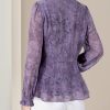 Ladies' Summer Lightweight Chiffon Top Long-Sleeved for Business Trips Soft Top Blouse for Women