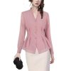 Ladies' Summer Long-Sleeved Chiffon Shirt for Work Travel and Office Breathable Soft Top Blouse for Women