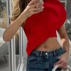Women Heart‑Shape Off‑Shoulder Crop Top, Asymmetric Sleeveless Vest