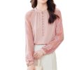Ladies' Summer Casual Chiffon Top Long-Sleeved Office Travel Lightweight Blouse for Women