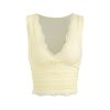 Lace Crop Tank Tops for Women Summer V Neck Sleeveless Going Out Tops Ruched Sexy Tee Trendy T Shirts Casual