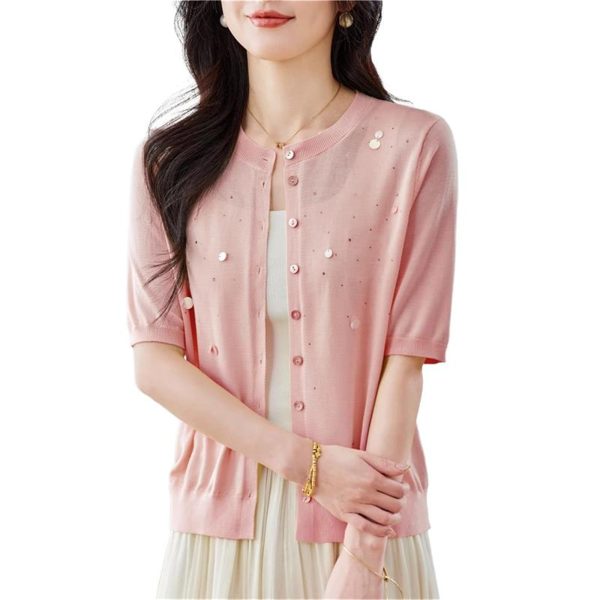 Women's Knitwear Cardigan Summer Thin Shawl Short Sleeve Casual Top