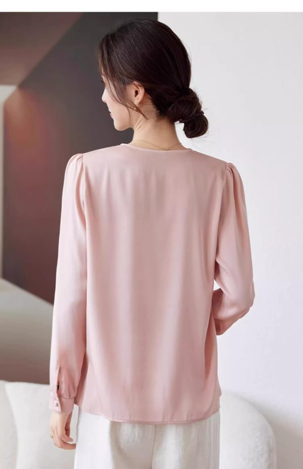 Ladies' Summer Chiffon Top Long-Sleeved for Business Trips Daily Flowing Blouse for Women