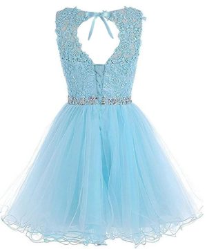 Women's Appliques Beaded Homecoming Dresses for Teens Short Prom Dress Tulle Party Cocktail Gown