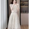 Summer Flower Embroidery Lace Two Piece Sets Women Tops