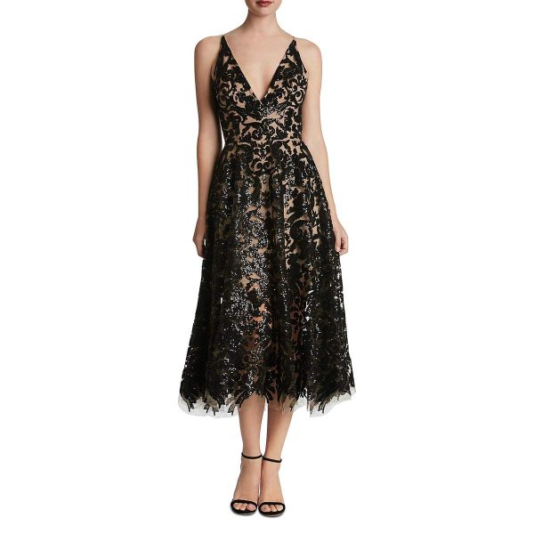 Women's Blair Plunging Fit and Flare Midi Dress