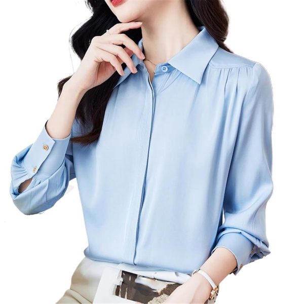 Ladies' Summer Long-Sleeved Chiffon Shirt for Office Dating Parties Blouse for Women