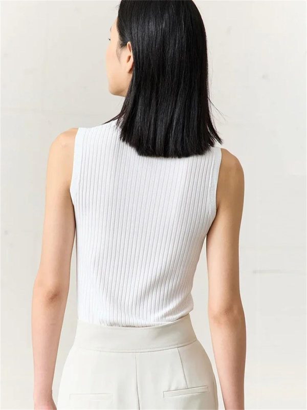 Women's Knitted Camisole Vest - O-Neck Straight Tank for Casual Summer Wear