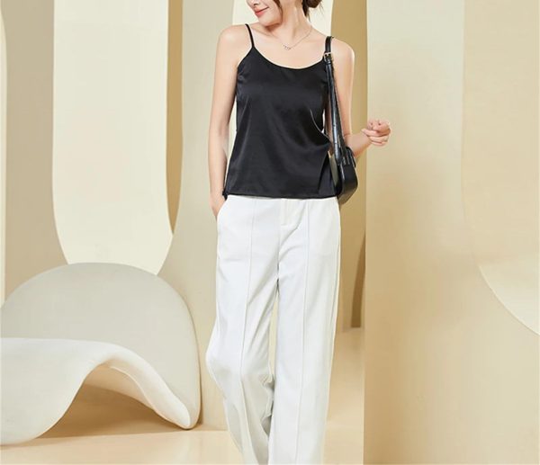 Women's Silk Camisole 93% Mulberry Silk 7% Spandex Padded Bralette Tube Top Tank Black White Gray