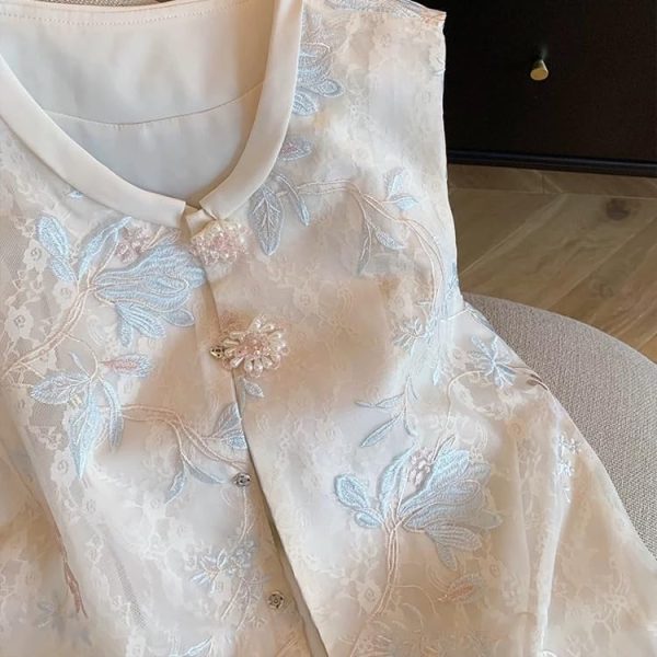 61d1mLeSSjL.jpg Women's Spring Summer Chinese Style Lace Embroidered National Style Vest Sleeveless Top