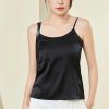 Women's Silk Camisole 93% Mulberry Silk 7% Spandex Padded Bralette Tube Top Tank Black White Gray
