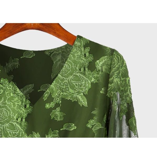 Ladies' Summer Long-Sleeved Chiffon Shirt Navy Blue for Parties Yacht Clubs Blouse for Women