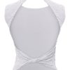 Women's Sexy Open Back High Neck Sleeveless Tank Top Y2k Lace Twist Backless Crop Tops