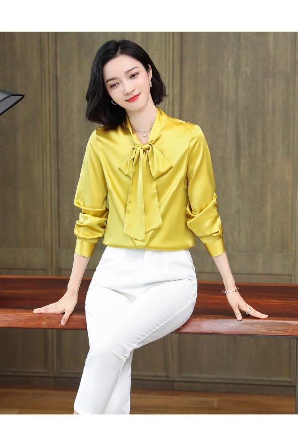 Ladies' Summer Chiffon Top Long-Sleeved for Office Wear Breathable Blouse for Women