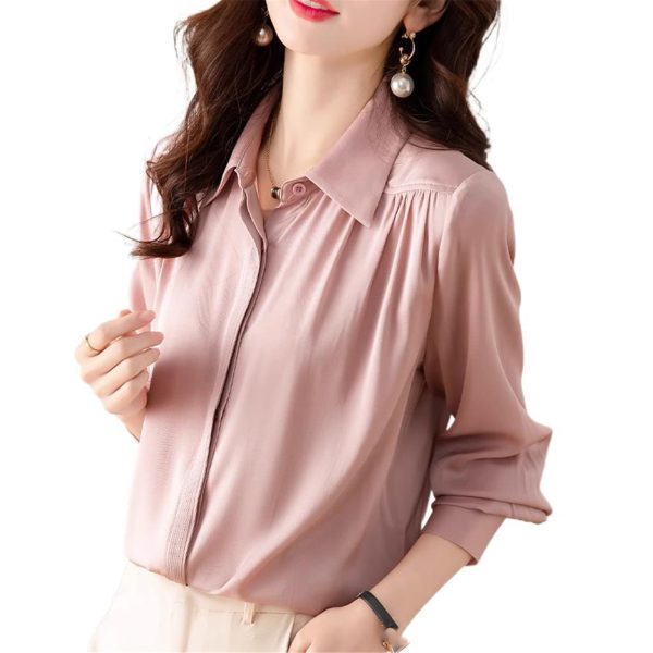 Ladies' Summer Chiffon Top Long-Sleeved for Office Vacation Daily Soft Blouse for Women