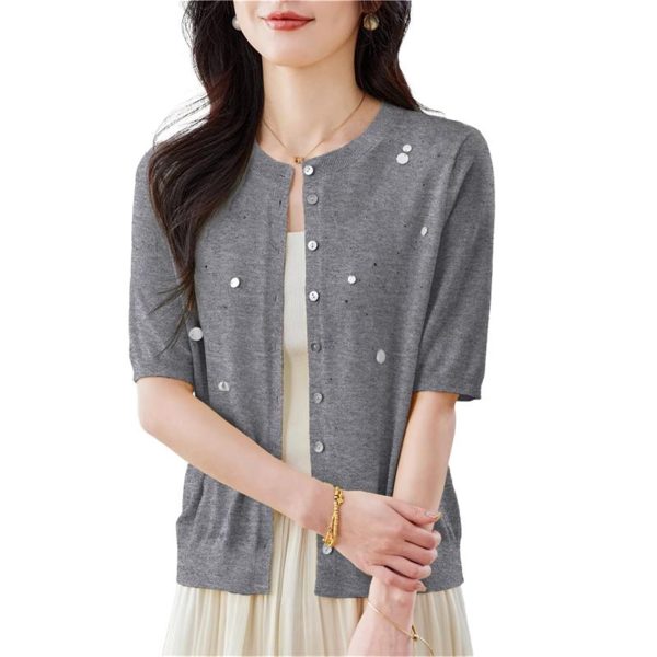 Women's Knitwear Cardigan Summer Thin Shawl Short Sleeve Casual Top