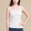 Women’s 100 Percent Mulberry Silk Knit Lace Camisole Vest Sleepwear with Straps