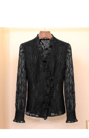 Ladies' Summer Long-Sleeved Chiffon Top for Holiday Parties Ceremonies Blouse for Women