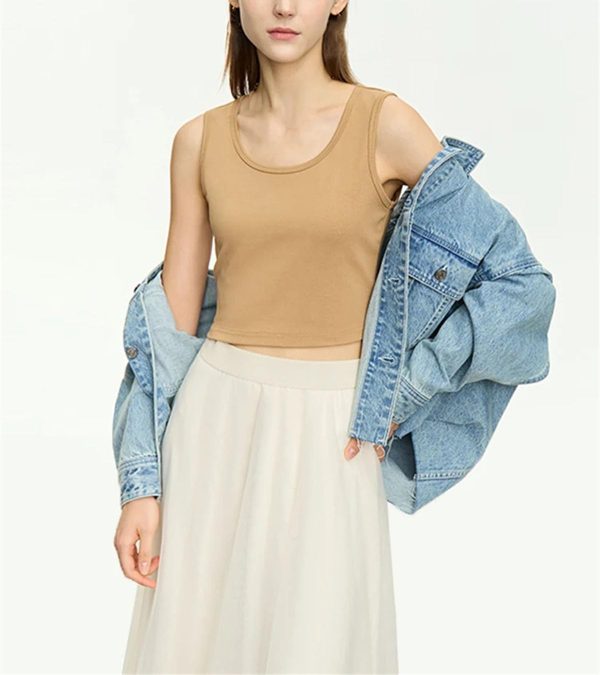 Women's Letter Label Camisole - O-Neck Knitted Vest Top for Autumn Basics