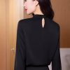 Ladies' Summer Lightweight Chiffon Shirt Long-Sleeved Business Casual Blouse for Women