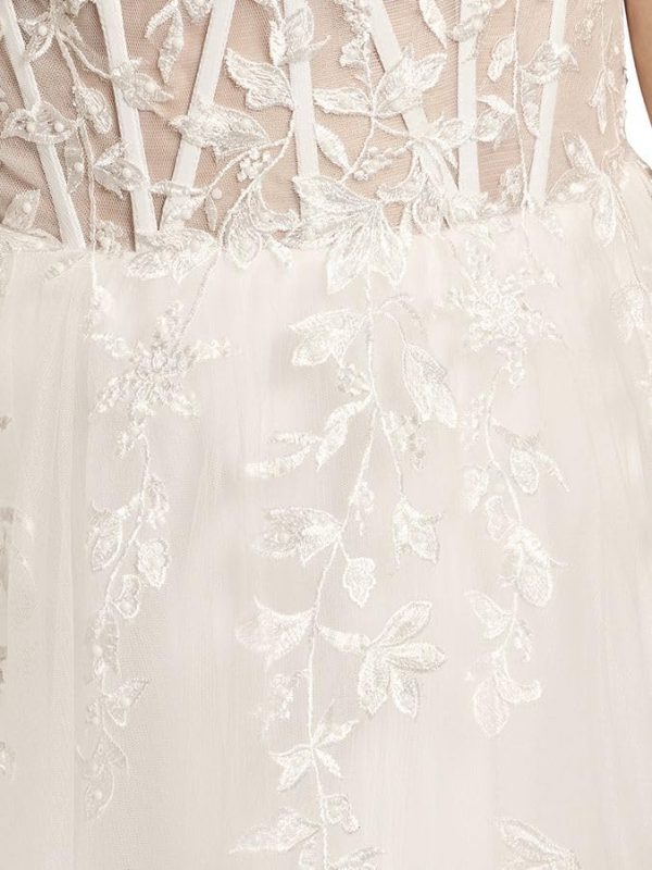 61kvaPgd3XL.jpg Lace Applique and Tulle Illusion Corset Ball Gown
