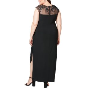 Plus Size Women's Fit and Flare Embroidered Dress