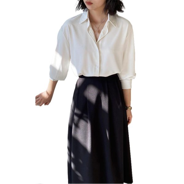 Women's Lace Collar Shirt Spring Korean Style Elegant Long Sleeve Tops