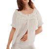 Women Lace Trim Cardigan Shirt Short Sleeve Button Down Ruffle Hem Blouse Summer Boho Tops Y2K Going Out Tops