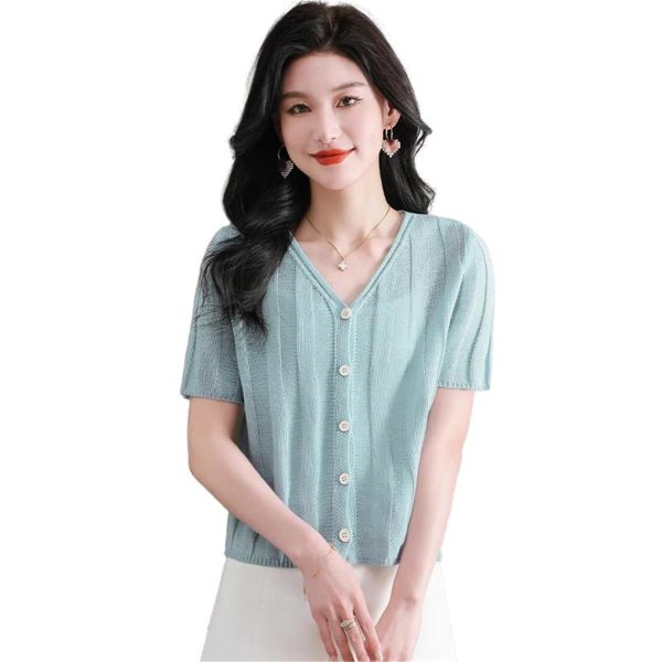 Women's Knitwear Short Sleeve Cardigan Summer Ice Silk Casual Commuting Shawl Top