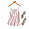 Women’s 100 Percent Mulberry Silk Satin Diagonal Cut Solid Color Sexy Inner Strap Tank Top