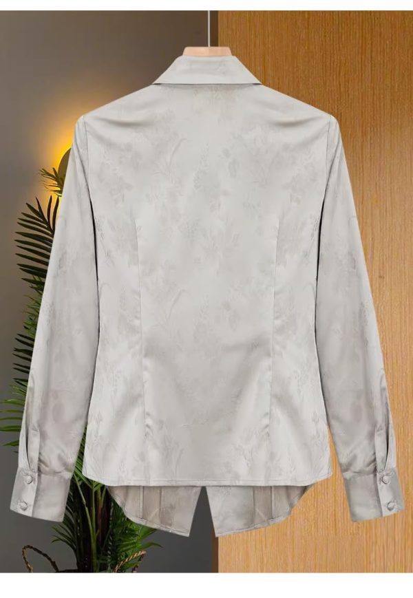 Ladies' Summer Long-Sleeved Chiffon Top for Class Reunions Business Trips Blouse for Women
