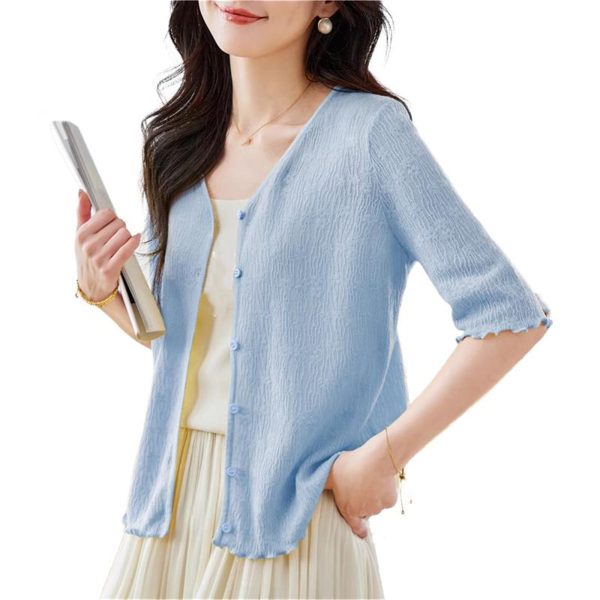 Women's Knitwear Ice Silk Cardigan Summer Thin Shawl Casual Top