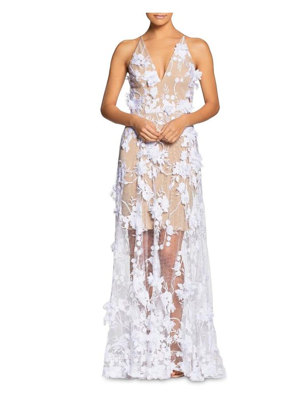 61qRgriV4L.jpg Women's Embellished Plunging Gown Sleeveless Floral Long Dress