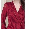 Ladies' Summer Long-Sleeved Chiffon Top V-Neck for Barbecues Movie Nights Parks Slimming Blouse for Women